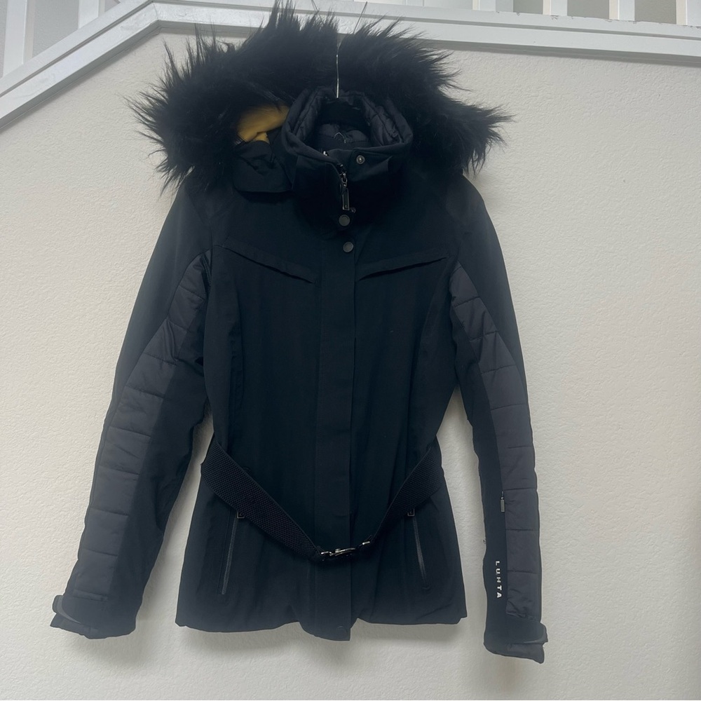 Luhta Women's Black Fur-Trimmed Ski Jacket